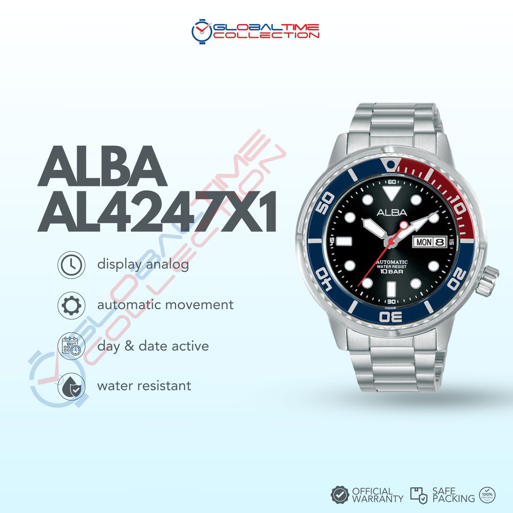 Jam Tangan Pria Alba Automatic AL4247X1 AL4247 Pepsi Original