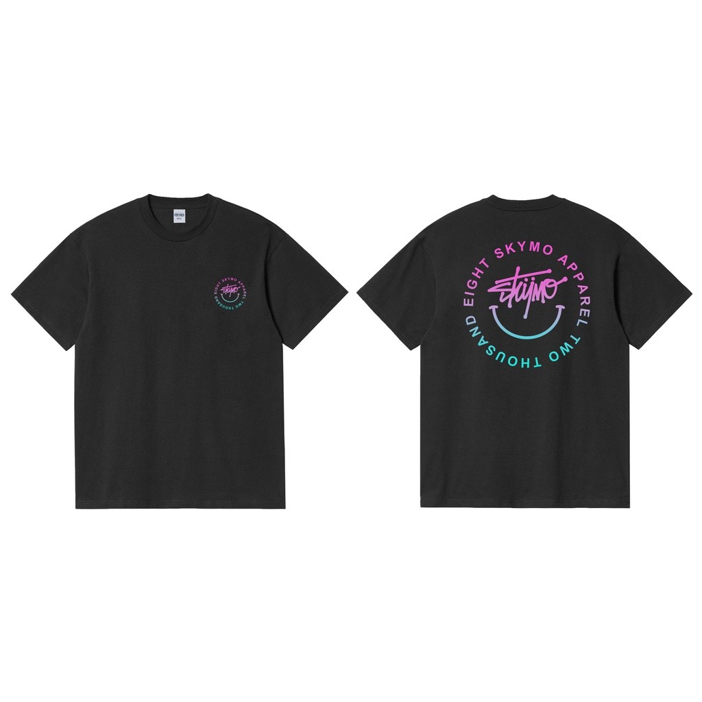 COD-Kaos Skymo Apparel Happy Trippy Hitam kaos oversize baju kaos pria