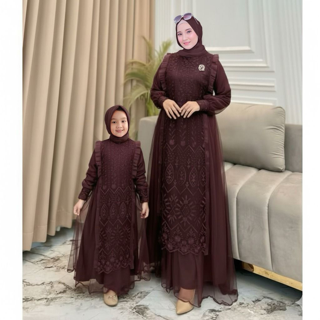 TERNASTORE MAXI KINA SERAGAM ACARA GAMIS PASANGAN IBU DAN ANAK GAMIS PESTA MUSLIM MEWAH BAJU PESTA B