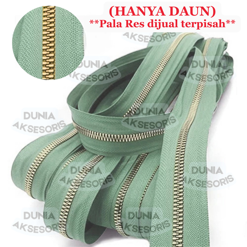 Daun Resleting BESI (2 Arah - GIGI BESAR) No. 5B (463 Sage) EMAS MUDA - Aksesoris Tas (IMPORT)
