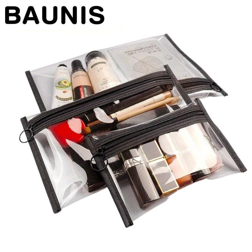 Baunis Tas Pouch Kosmetik Polos Transparan Waterproof Tempat Make Up Pouch Kosmetik Skincare Transpa