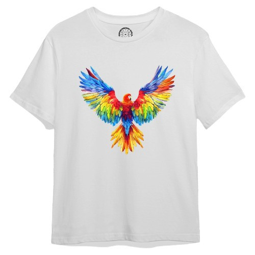 Kaos Distro Premium 3D Tropical Parrot - Desain Artistik Semi-Abstrak Cotton Combed 260gsm Limited E