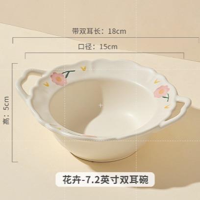 Piring Mangkok Keramik Pastel Motif Bunga Estetik ala Cafe Hotel Korea / Aesthetic Ceramic Flower Pl