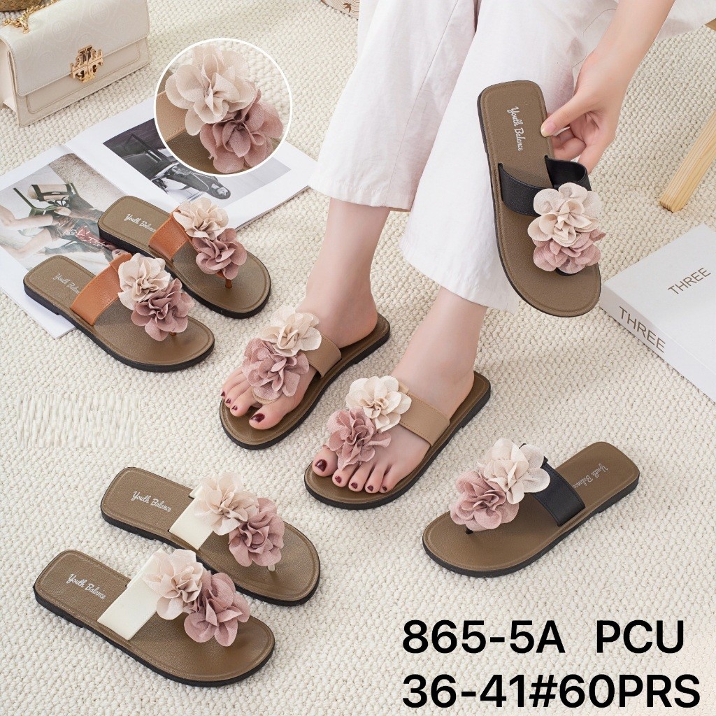 Sendal Flat Wanita Sandal Slop Jelly Motif Bunga Import Premium 865