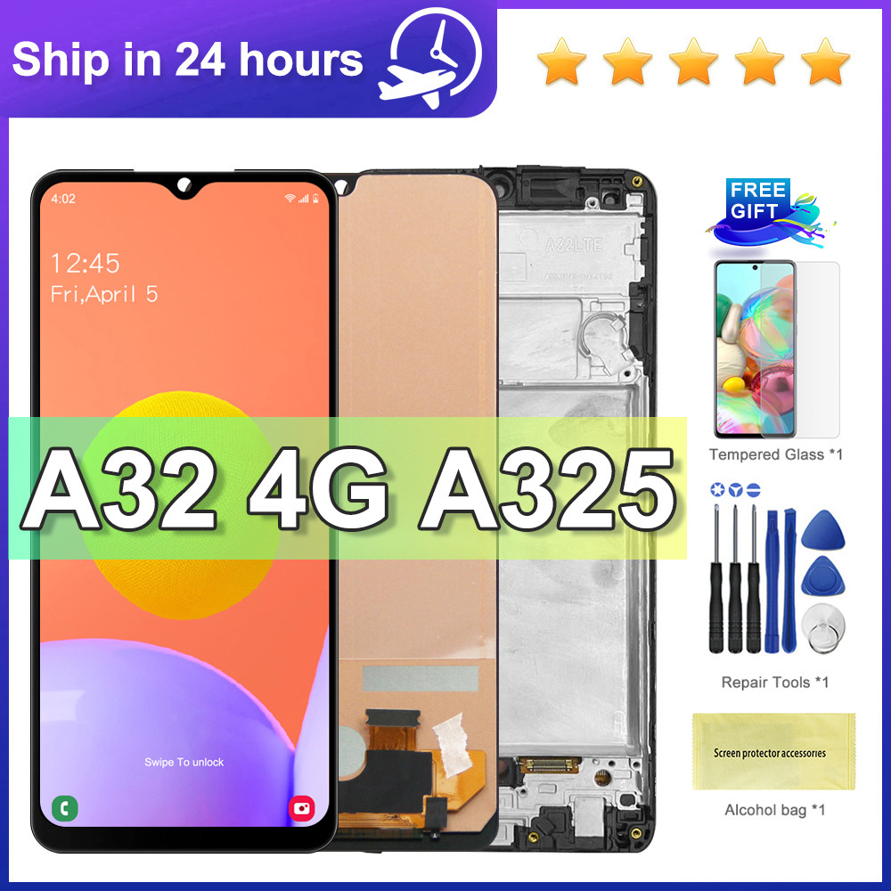 Tested 6.4'' For Samsung A32 4G LCD splay Tou Screen gitizer With Frame For Samsung A325 A325F SM-A3