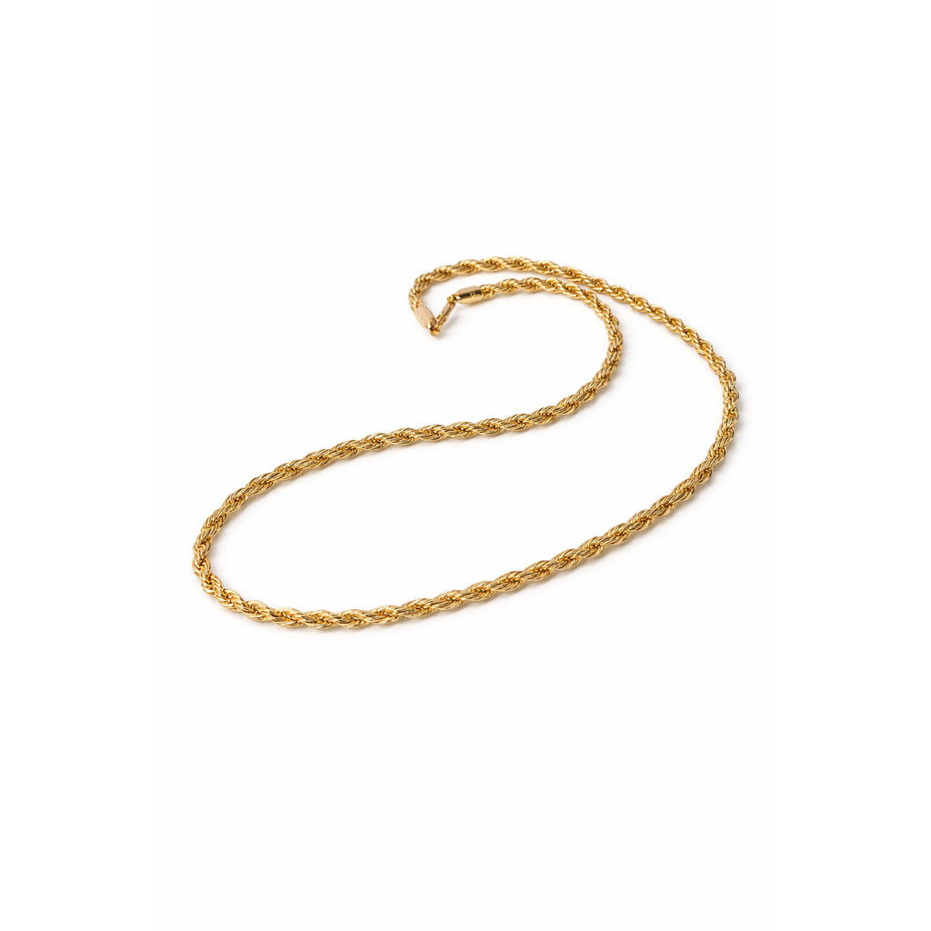 Kalung Tambang Titanium Gold / Emas Wanita Tebal 0.5cm Panjang 45cm