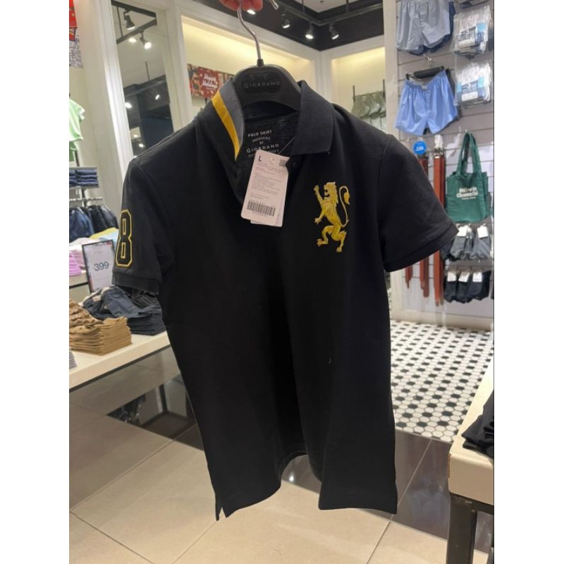 PESTA RAHMADAN ( NO COD ) baju kaos polo kerah wanita 3D lion polo SIGNATURE BLACK giordano original