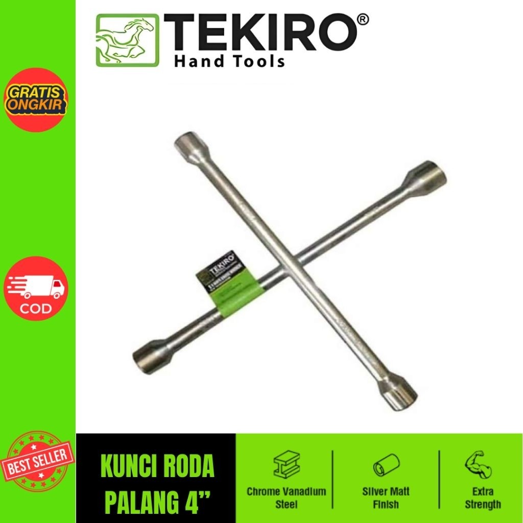 TEKIRO Kunci Roda Palang 14 inch Kunci Roda Mobil Motor 4 Way Cross Wrench