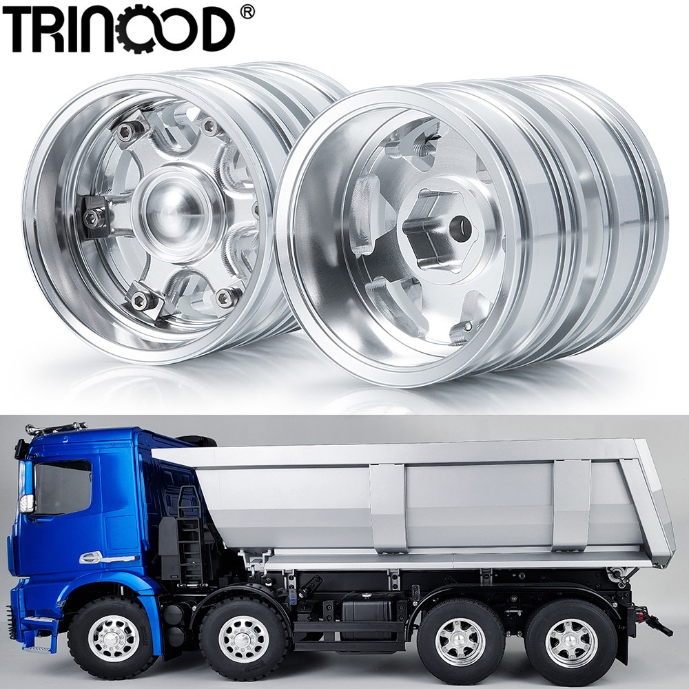 TRINOOD Tamiya Rear Wheel Rim Aluminum Alloy 6 Spokes Wheel Hub for 1/14th Scale RC Tractor Truck Ca