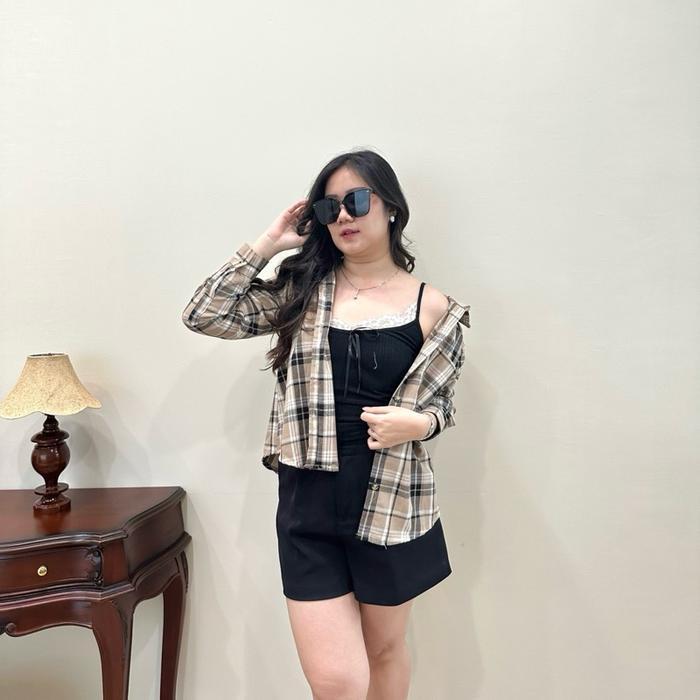 AVE - HARLEY Top Square Shirt Long Sleeve | Atasan Kemeja Couple Kotak-Kotak Lengan Panjang - CRL Ce