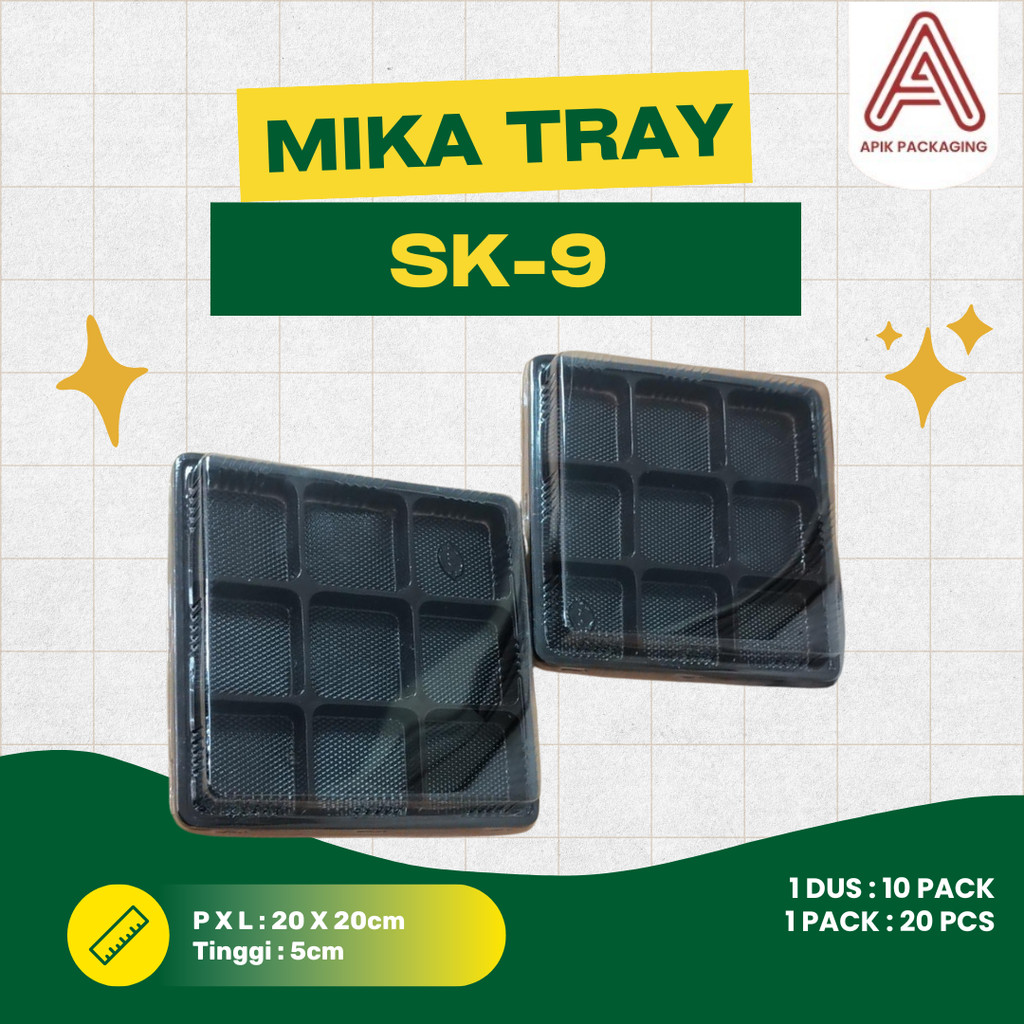 MIKA SNACK / MOCHI TRAY 9 SEKAT HITAM