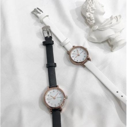 Kooley Jam Tangan Mini Ulzzang Korea QUARTZ Casual Simple Chic Slim Vintage Watches - Coklat Putih