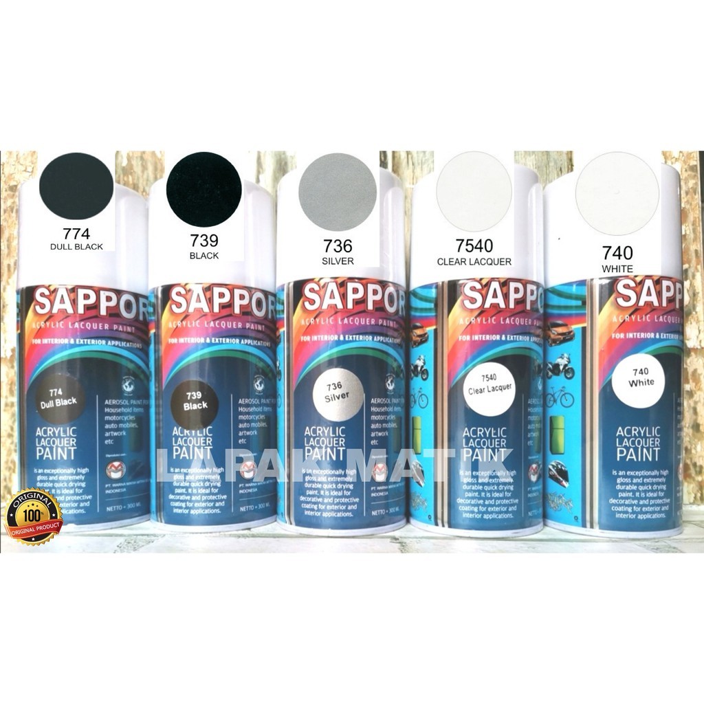 TERLARIS Pilok Sapporo Hitam Putih Hitam Doff Clear Silver 300 ml