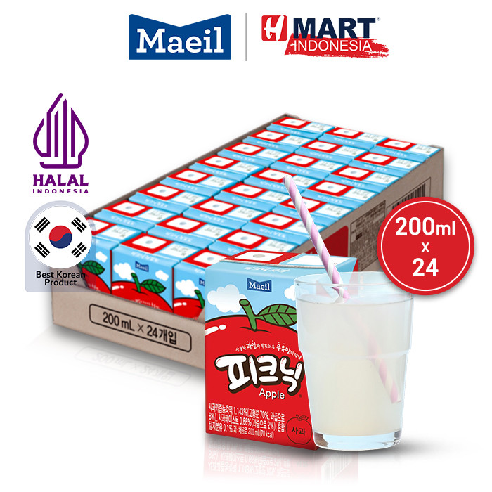 Maeil Picnic Apple Fruit Juice - Jus Buah Apel Korea Asli, Segar & Praktis 200ml x 24
