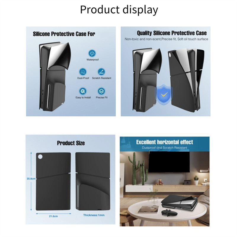 E-Easy To Use-Console Faceplate Protective Cover Plates Cover For PS5 Slim Silicone Hard Case Face C