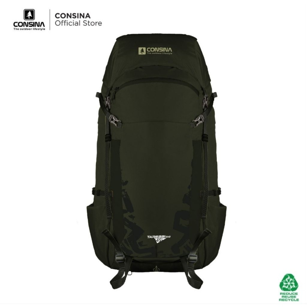CONSINA. TAREBBI EVO 45 LITER RANGSEL CARRIER TAREBBI DARK GREEN + RAIN COVER