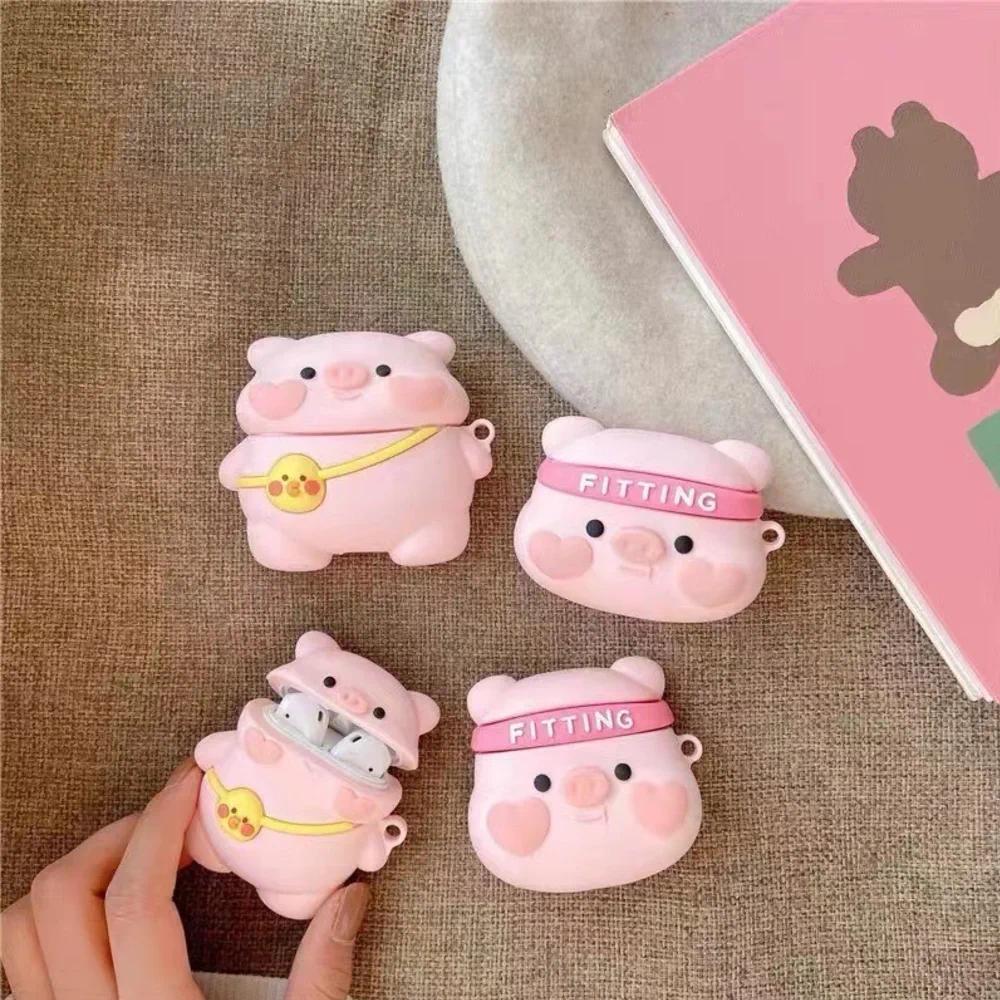 Bluetooth headset case Cartoon Pig cute wind silicone ear case, applicable to Airpods1/2, Airpods Pr