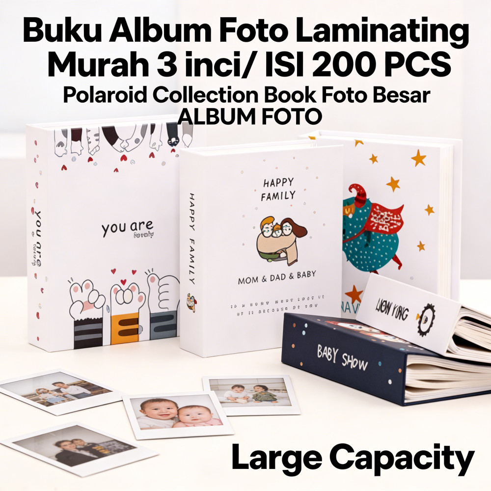 FOTO ALBUM BESAR 200 PCS ALBUM FOTO ISI Laminating Book Foto Murah Collection Polaroid 3 inci Buku A