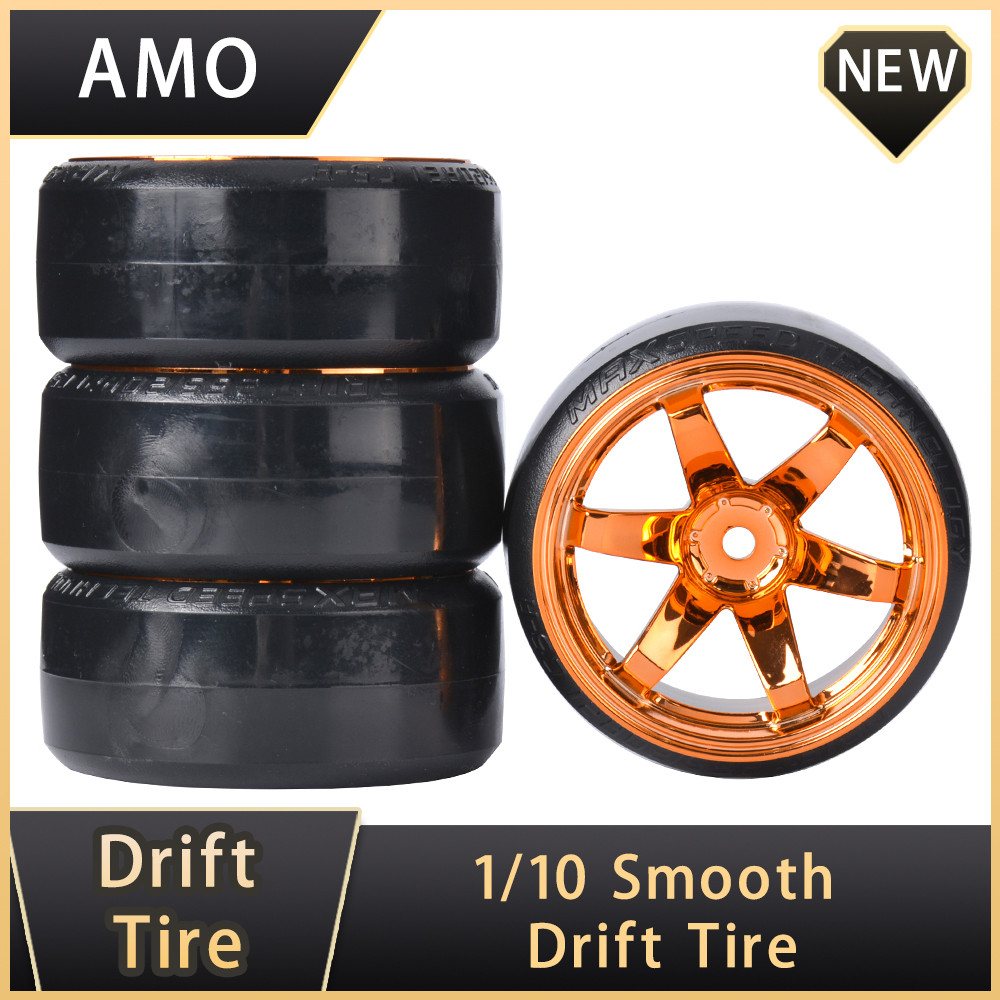 4PCS Golden Wheels Smooth Drift Tires Hard Tires for 1/10 RC Model Remote Control Drift Car  HSP 941