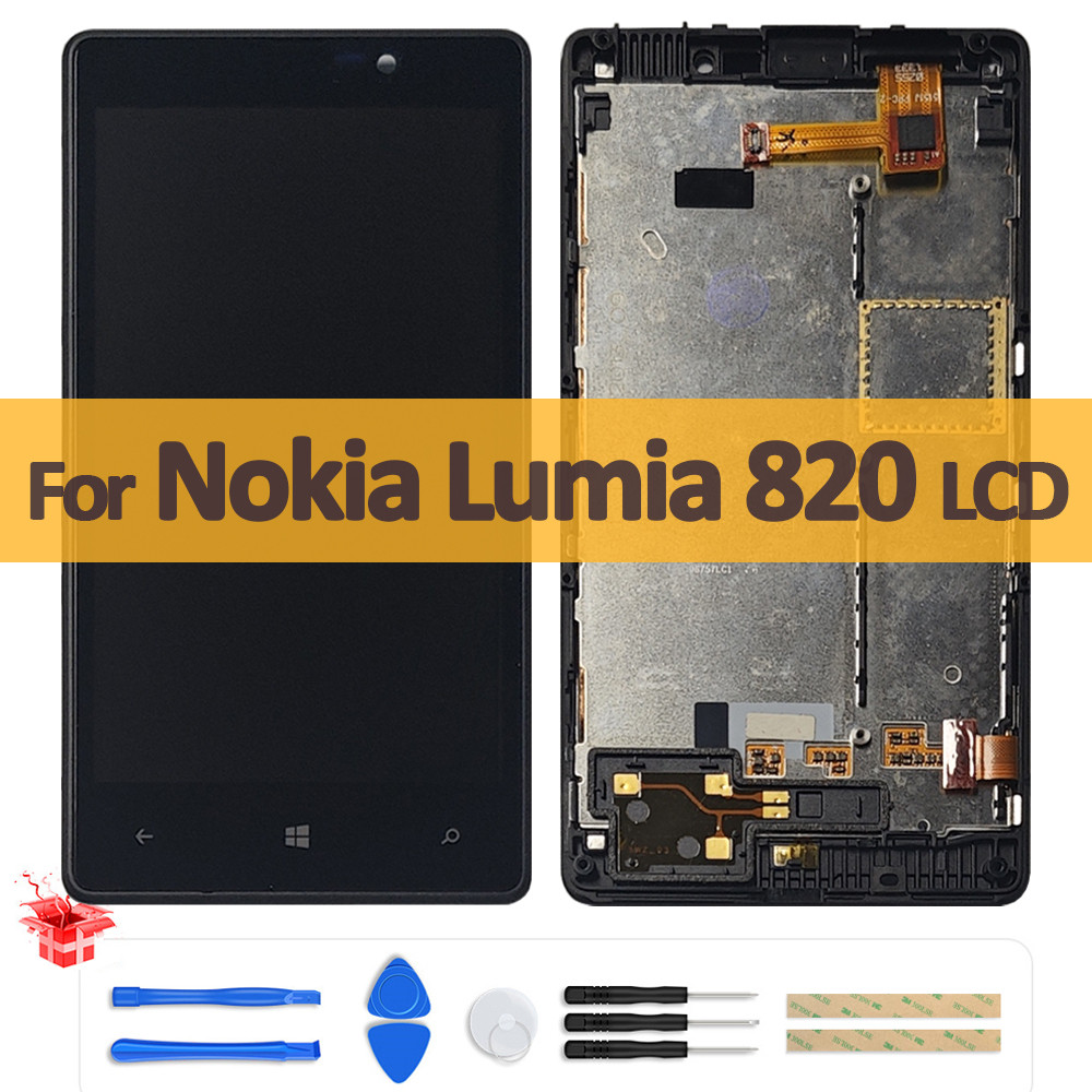 4.3" Original LCD For Nokia Lumia 820 LCD Display Tou Screen Digitizer Assembly Repair with Frame Fo