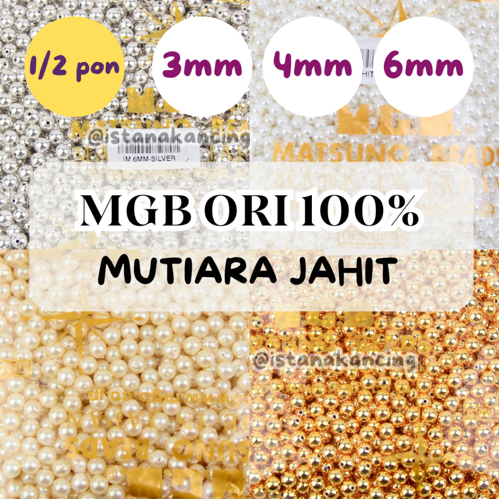 ( citra0444 ) Mutiara Jahit MGB ORI Matsuno Glass Beads Jepang 1/2 PON | Payet Bulat Bundar Jepang B