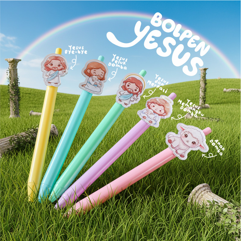 Bolpen Yesus Chibi  Lucu Sekolah Alat tulis Pulpen Kristen katholik souvenir hadiah gift Karakter