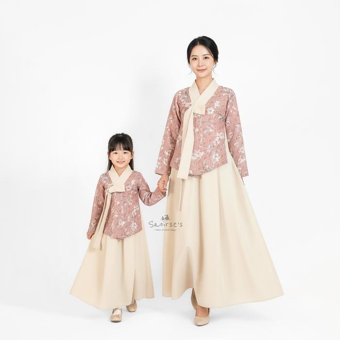 saleSAOIRSE'S Yeorin Dress Couple Ibu & Anak Perempuan 2-12 Tahun/ Gamis Hanbok Modern Lebaran 2026 