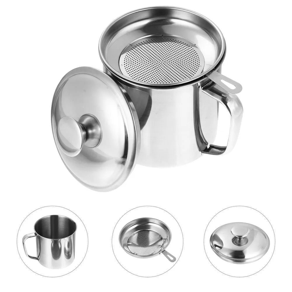 Wadah Saringan Minyak Oil Pot Stainless Gelas Saringan Minyak Tempat Saringan Oil Filter Pot