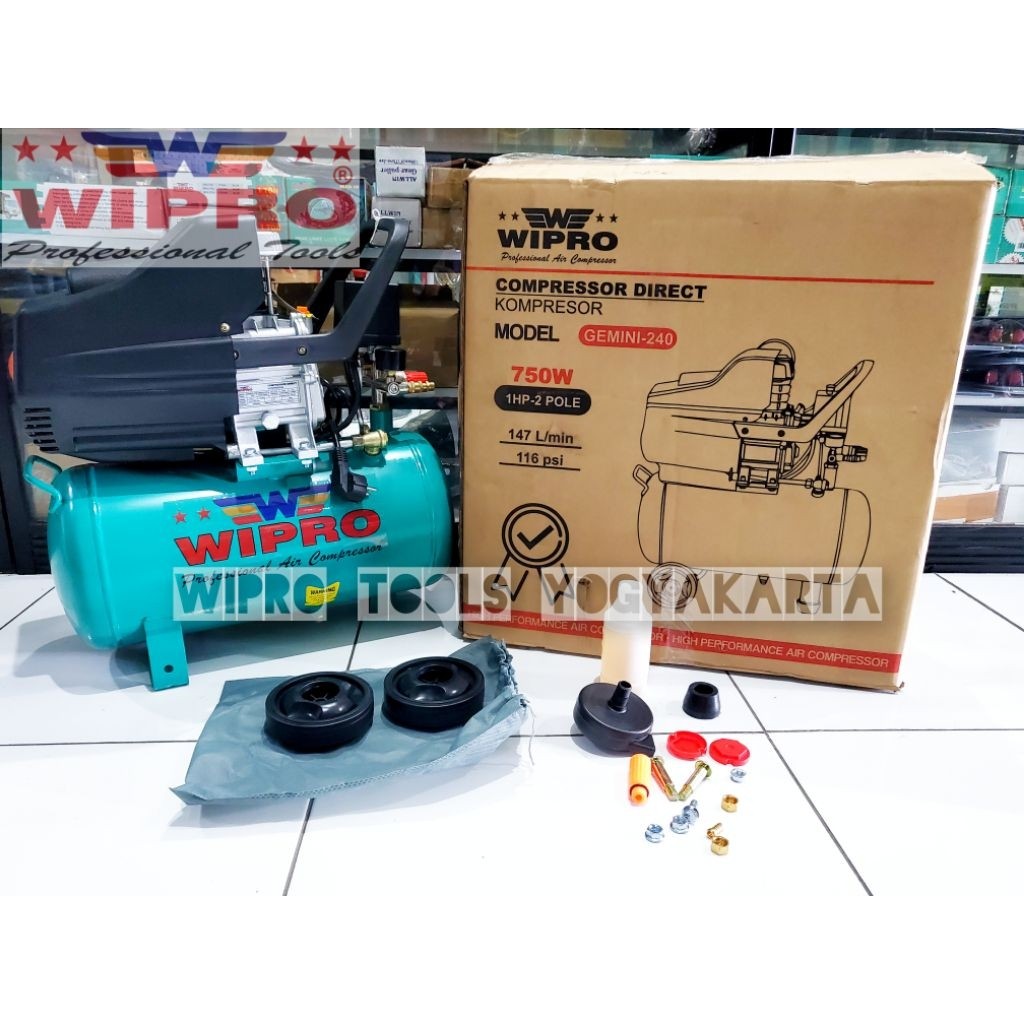 Wipro Kompresor Angin 1HP 24Liter Gemini 240 750 Watt / Kompresor Angin Portable Listrik Wipro Gemin