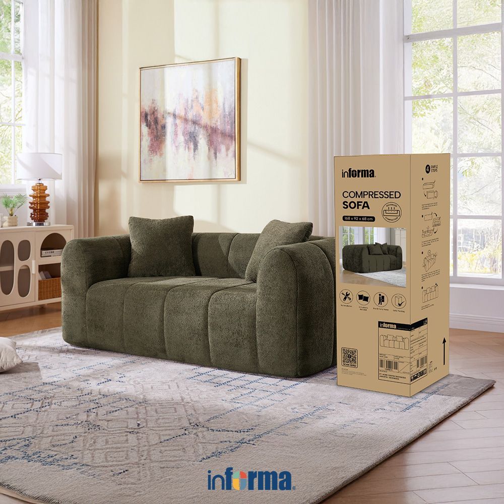 Informa Layla Sofa Fabric 2 Seater In Box - Hijau Sofa Ruang Tamu Kursi Sofa Sofa Minimalis Kursi Ru
