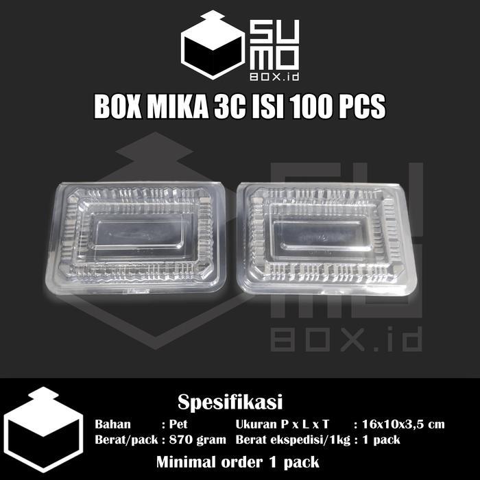 Plastik mika kue ukuran 3c isi 100pcs bening/ kotak makanan nasi rames