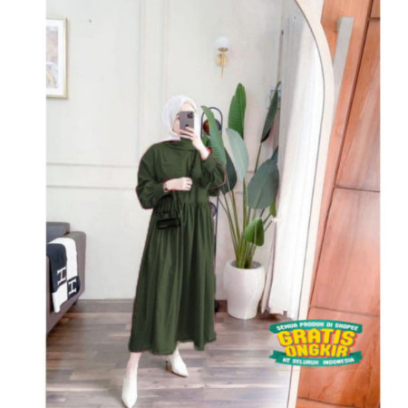 GAMIS MIDI PUTIH POLOS CRINKLE AIRFLOW SNOW WHITE  SIZE S- M- L- XLpakaian cewe lainnya