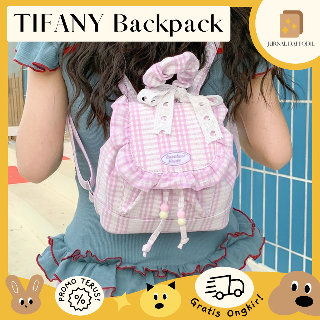 Jurnal Daffodil - TIFANY Coquette Backpack | Tas Ransel Mini Renda Aesthetic Korea | Tas Lucu Gaya C