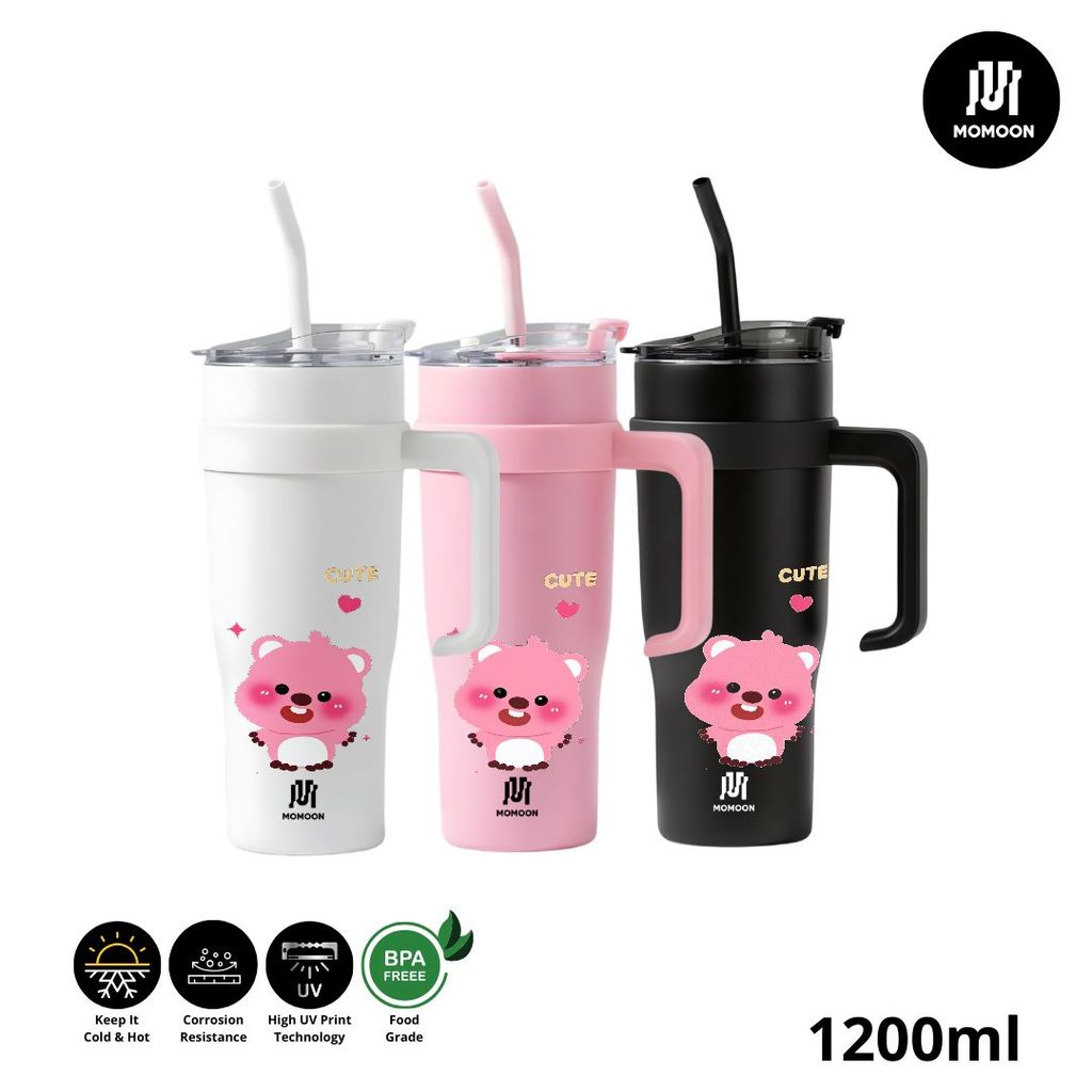 Tumbler 304 Stainless Steel 1200ml ZANMANG LOOPY Karakter Loopy Warna Putih Merah Muda Hitam BPA Fre