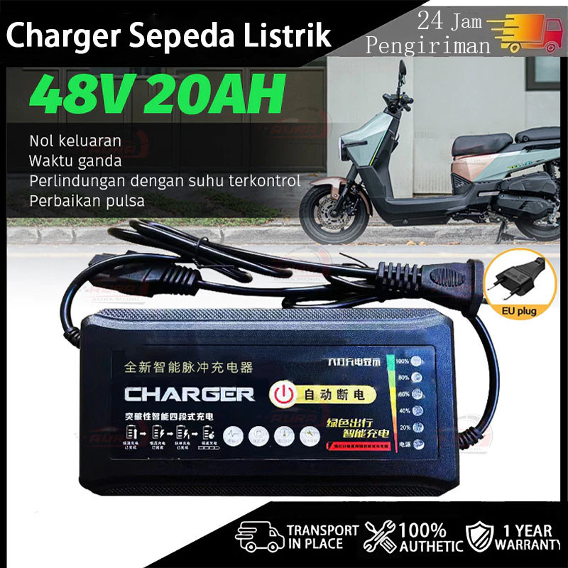 Charger Sepeda Listrik E-Bike Exotic 48V 20AH Universal Charger Motor Listrik Baterai Scooter Elektr
