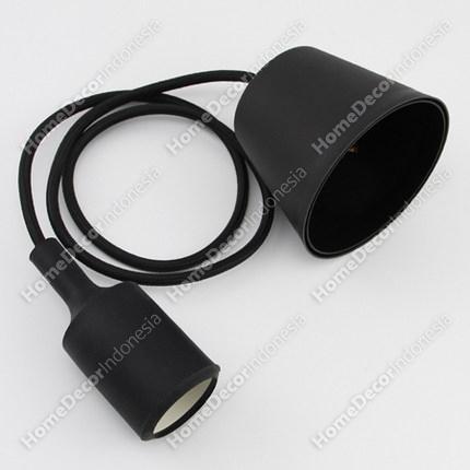 Kabel Fitting Gantung Lampu Bohlam Edison Silikon Karet Warna Hitam