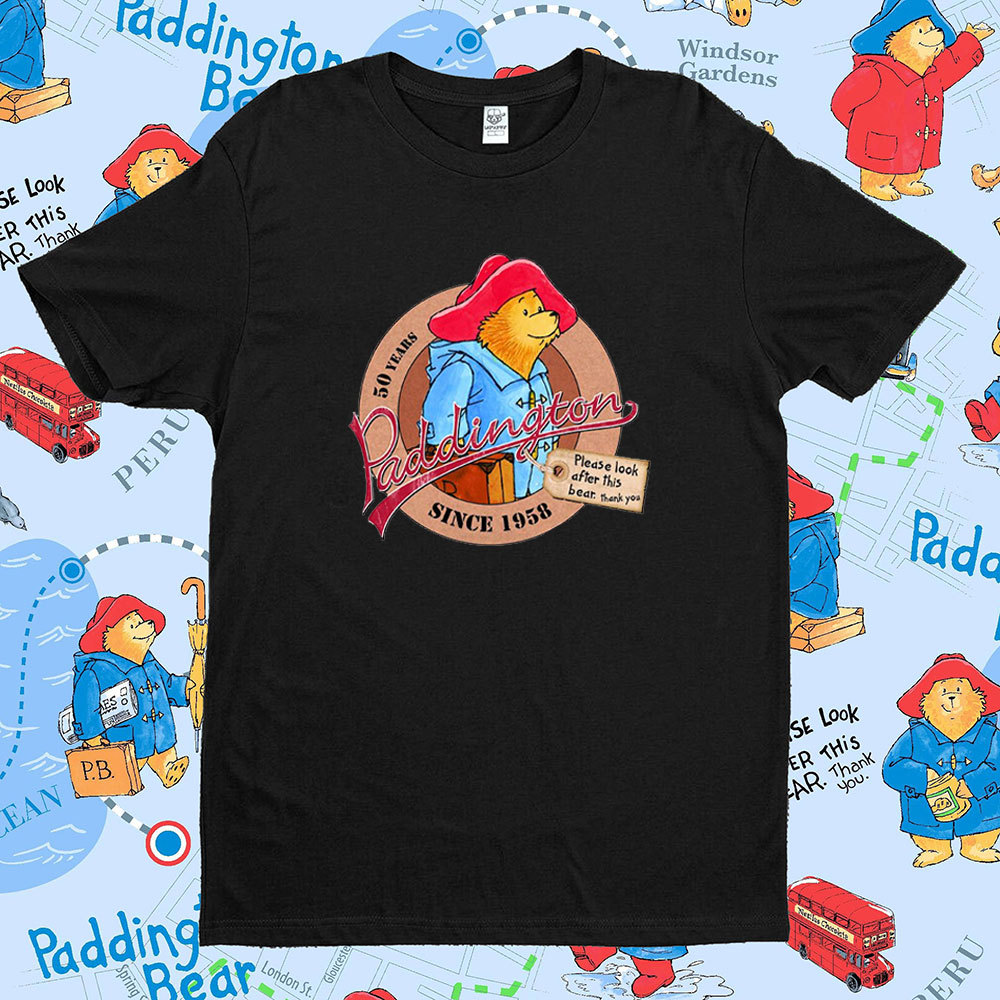 Pleaselook Afterthisbear Thank You Vintage Paddington Bear in Londo Cartoon Graphic Men Women Cotton