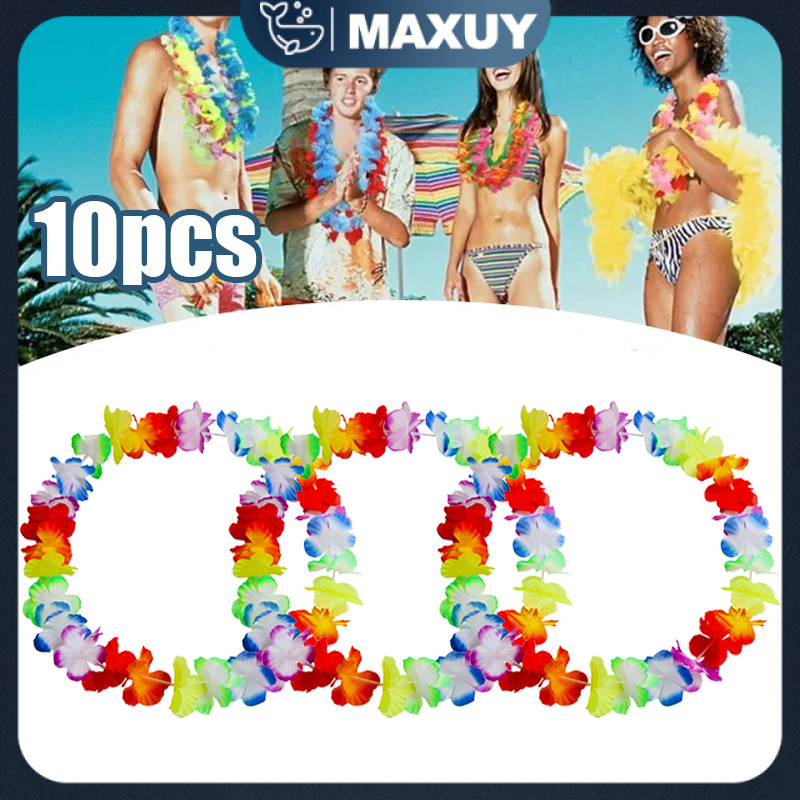 10pcs Kalung Bunga Hawai Kalung Bunga Kalung Bunga Penyambutan Tamu Ala Bunga Cantik Bunga Kalung Pe