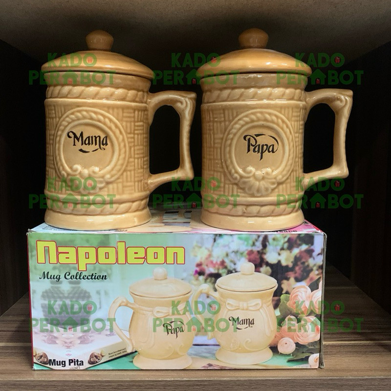 BIG SALE Mug Papa Mama Tutup Set Keramik Premium 2Set