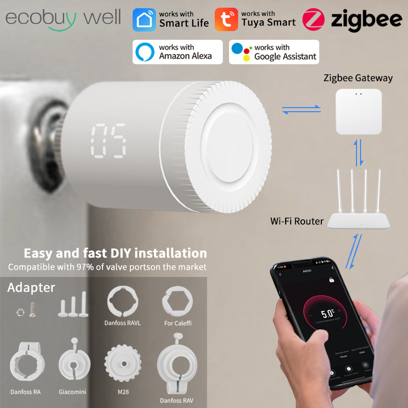 Tuya Smart Zigbee 3.0 Thermostatic Valve Raator Zigbee Thermostat  Raator Valve Termostat Zigbee TRV
