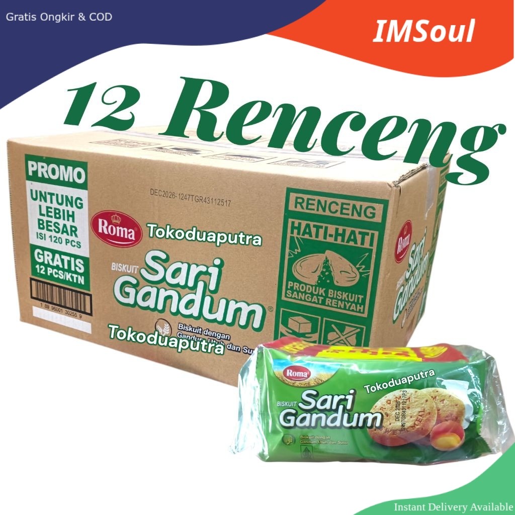 IM Soul Roma Sari Gandum Plain Renceng 1 Karton X 12 Renceng / Roma Sari Gandum Sachet