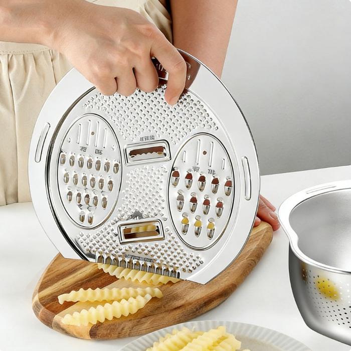 304 Set Baskom Saringan Sayuran Baskom Stainless Steel Wadah Cuci Beras Buah Kapasitas Besar Dapat -