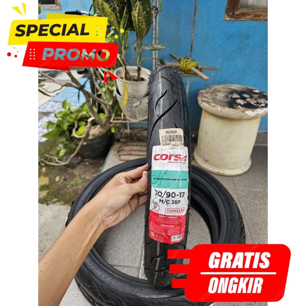 Ban Motor Tubeless Corsa Terminator 70/90-17 Ban Depan Grip Kuat Original Honda Supra X 125
