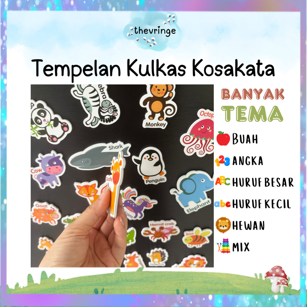 (RO) Tempelan Kulkas Kosakata angka huruf buah hewan mix | HIASAN KULKAS MAGNET | HIASAN KULKAS EDUK