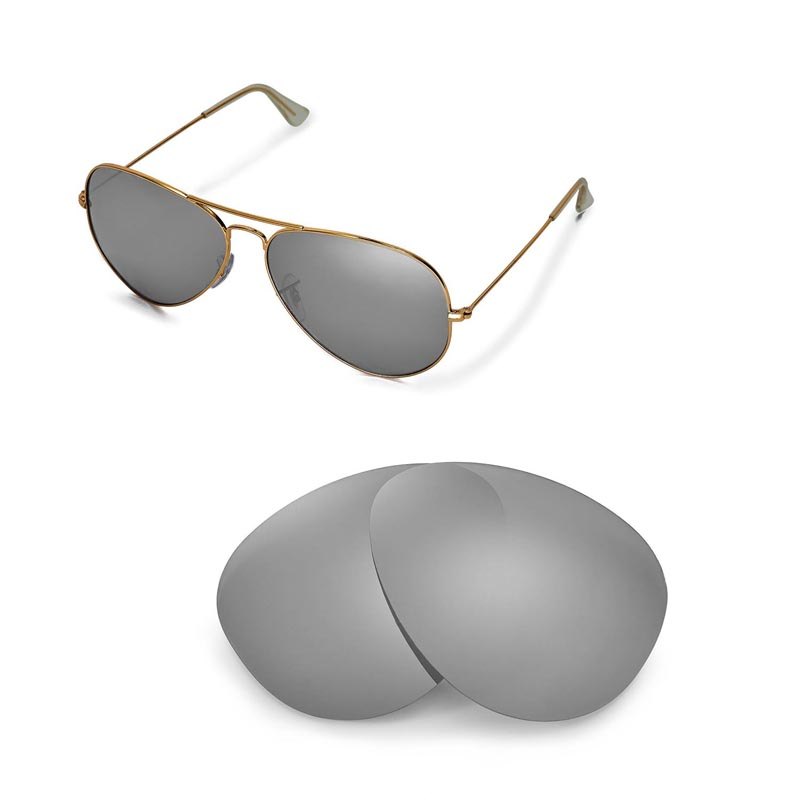 Walleva Polarized Replacement Lenses for Ray-Ban Aviator RB3025 62mm Sunglasses