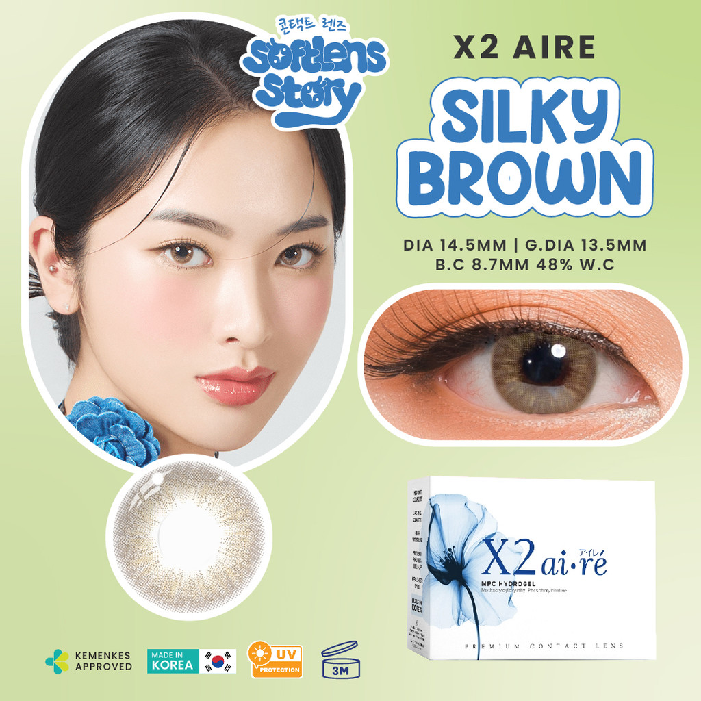 X2 AIRE Softlens - Silky Brown Softlens Warna Bulanan