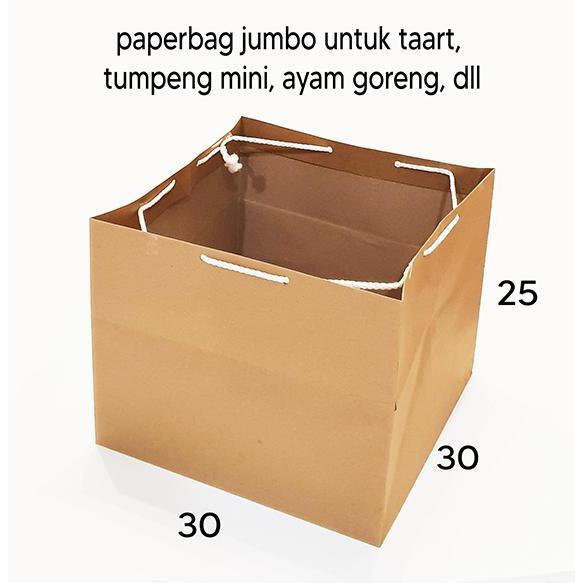( isi 12 ) paper bag polos 30x30x25 | paperbag kraft samson XL tas kertas dus kue kotak roti kerdus 