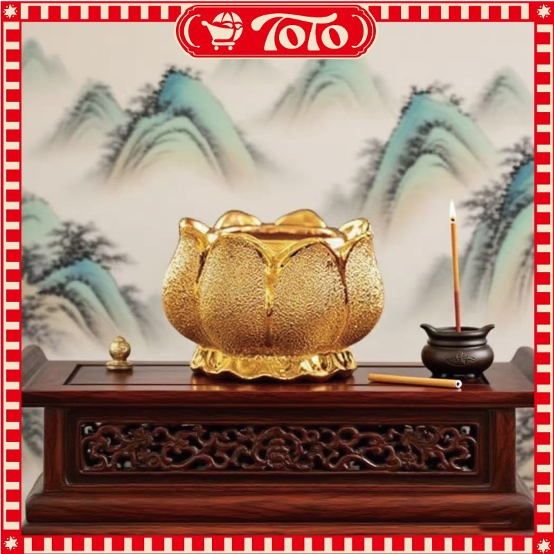 Hiolo Lotus 4" 5" Emas Kuningan Tempat Bakar Dupa Fengshui Keberuntungan untuk Rumah Tempat Hio