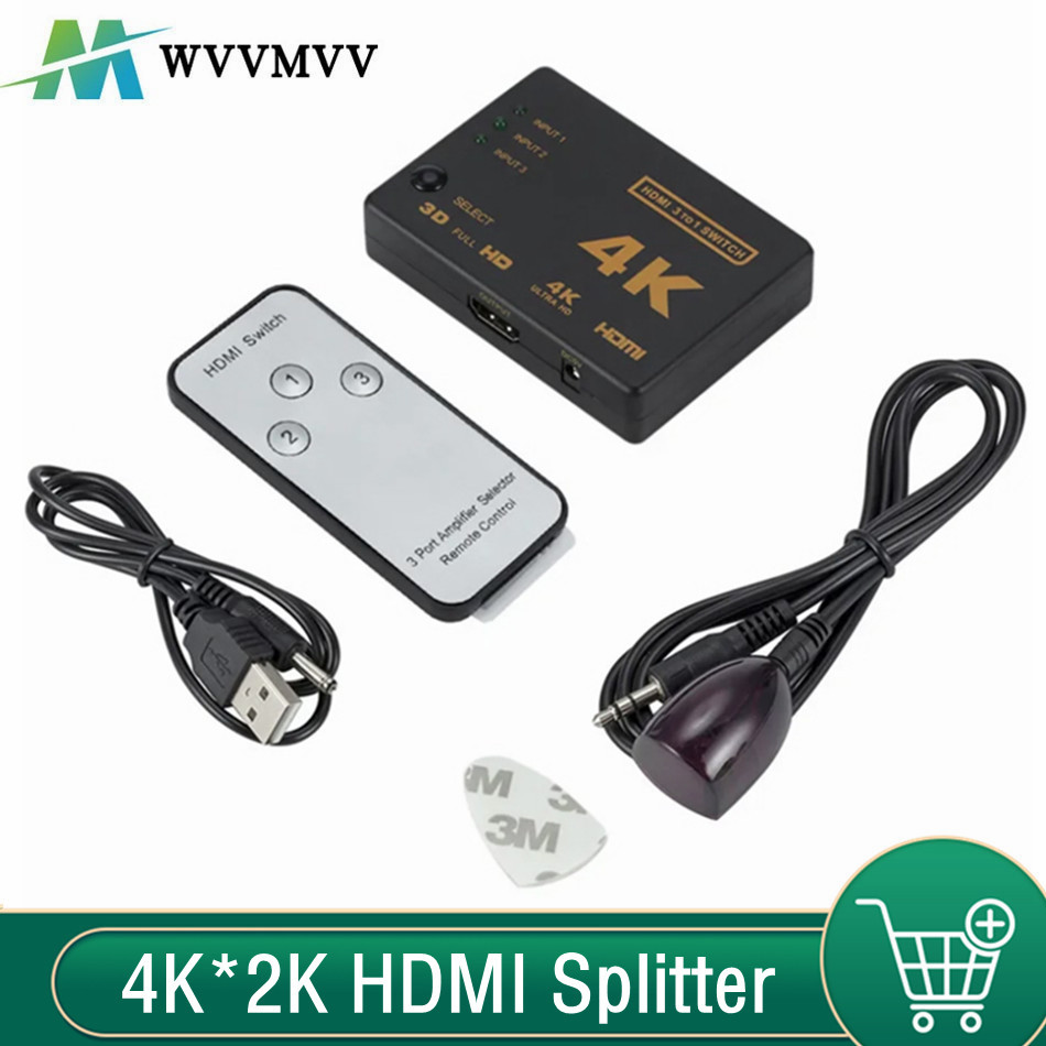 WvvMvv 4K*2K 3D Mini 3 Port HDMI-compatible Switch 1.4b 4K Switcher Splitter 1080P 3 in 1 out Port H