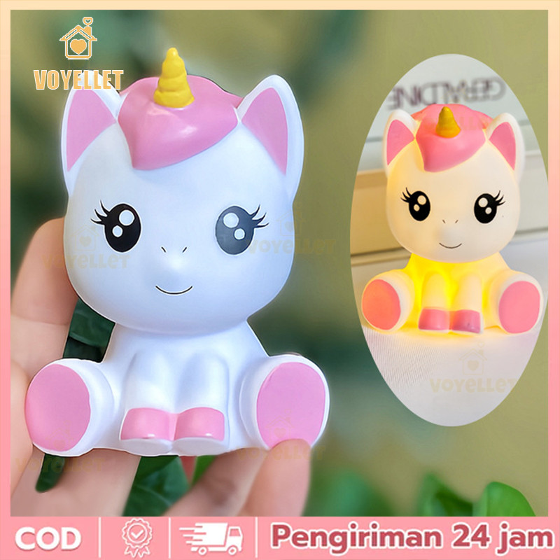 Voyellet Lampu Tidur Vinyl Pony Kreatif untuk Kamar Tidur Anak Perempuan, Boneka Tidur Lucu, Hiasan 